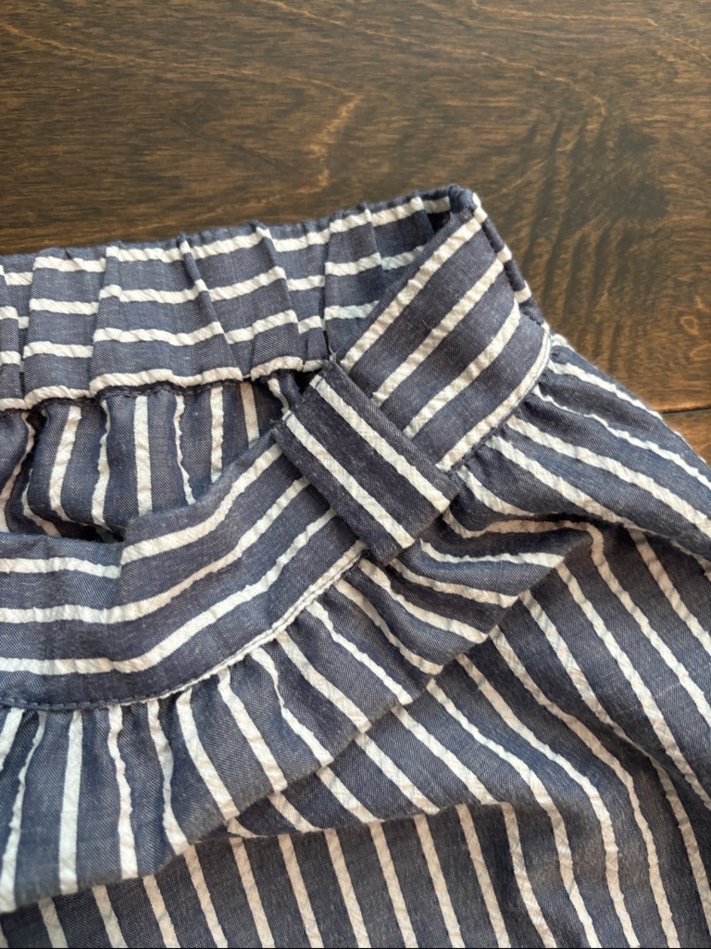Striped Button-Front Blue Midi Skirt - Picture 3 of 4